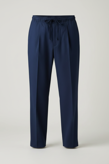Pantalon Chinois Bleu Marine Coton Ample Cordon Homme - vue 3
