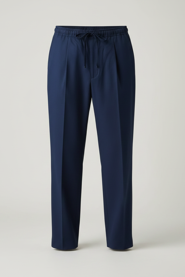 Pantalon Chinois Bleu Marine Coton Ample Cordon Homme - vue 3