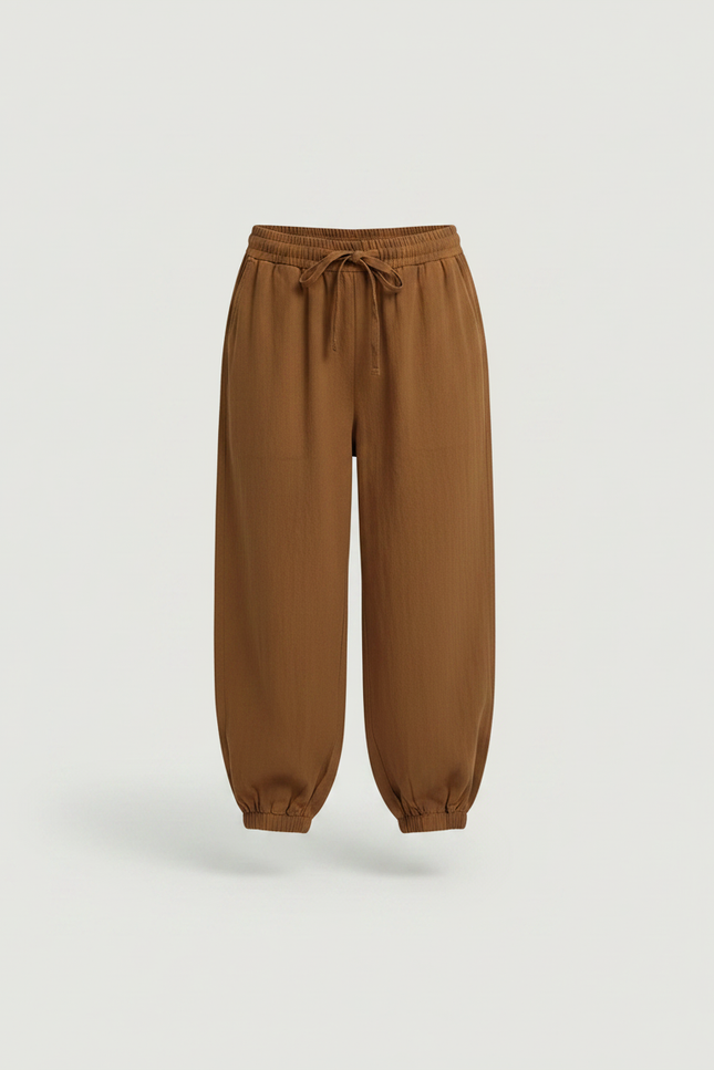 Pantalon Chinois Fille Ample Coton - Marron Toile - vue 3