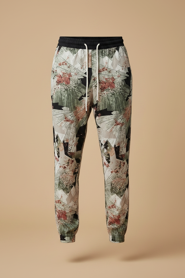 Pantalon Chinois Imprimé Floral Vert Décontracté Homme - Viscose - vue 3