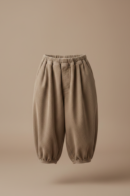 Pantalon Chinois Marron Côtelé Ample Enfant Rétro - Cordé - vue 3