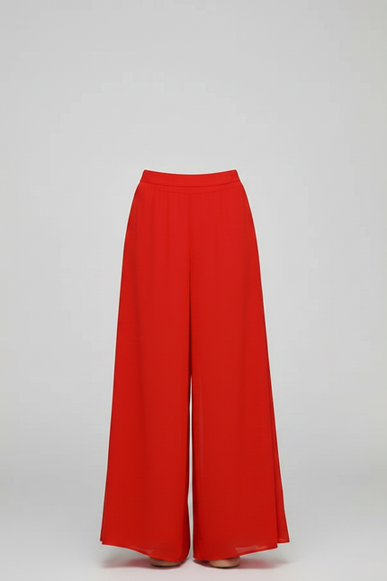 Pantalon Chinois Rouge Ample Fluide Estival Femme - Polyester - vue 3
