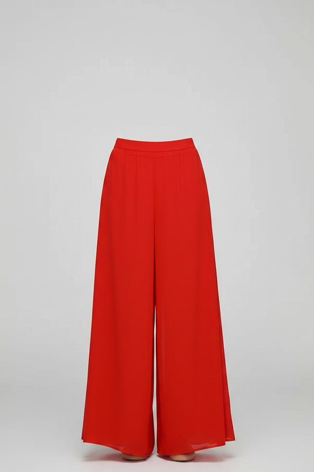 Pantalon Chinois Rouge Ample Fluide Estival Femme - Polyester - vue 3