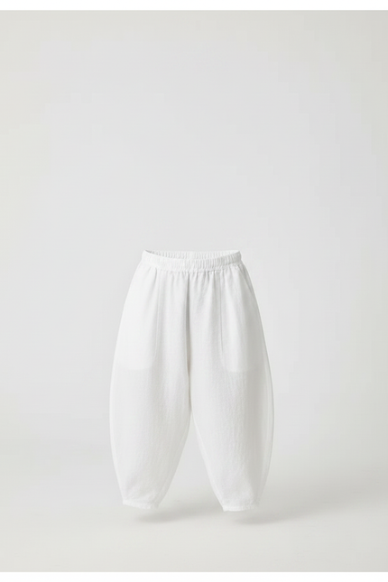 Pantalon Chinois Blanc Ample Lin Décontracté Enfant - vue 3