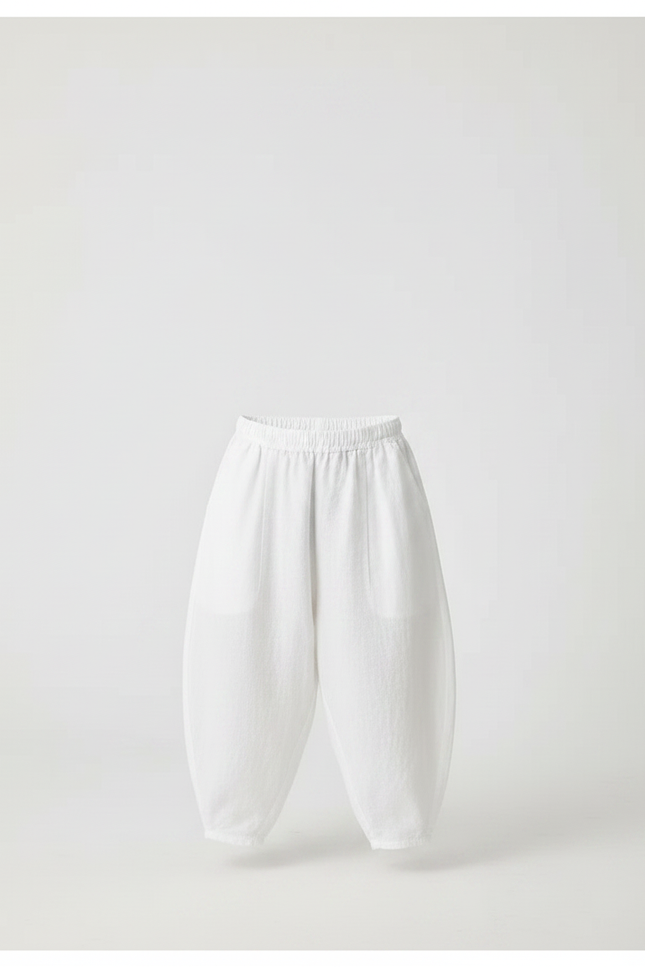Pantalon Chinois Blanc Ample Lin Décontracté Enfant - vue 3